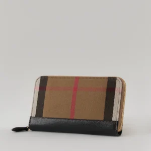 Burberry Check Large Zip Around Wallet