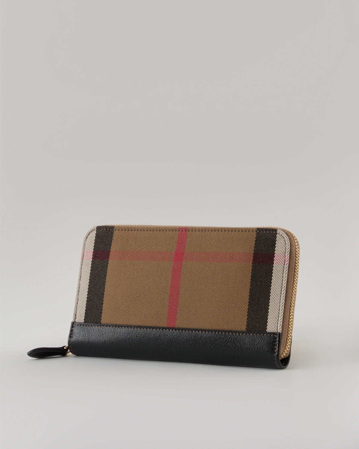Burberry Check Large Zip Around Wallet