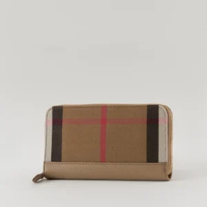 Burberry Check Large Zip Around Wallet