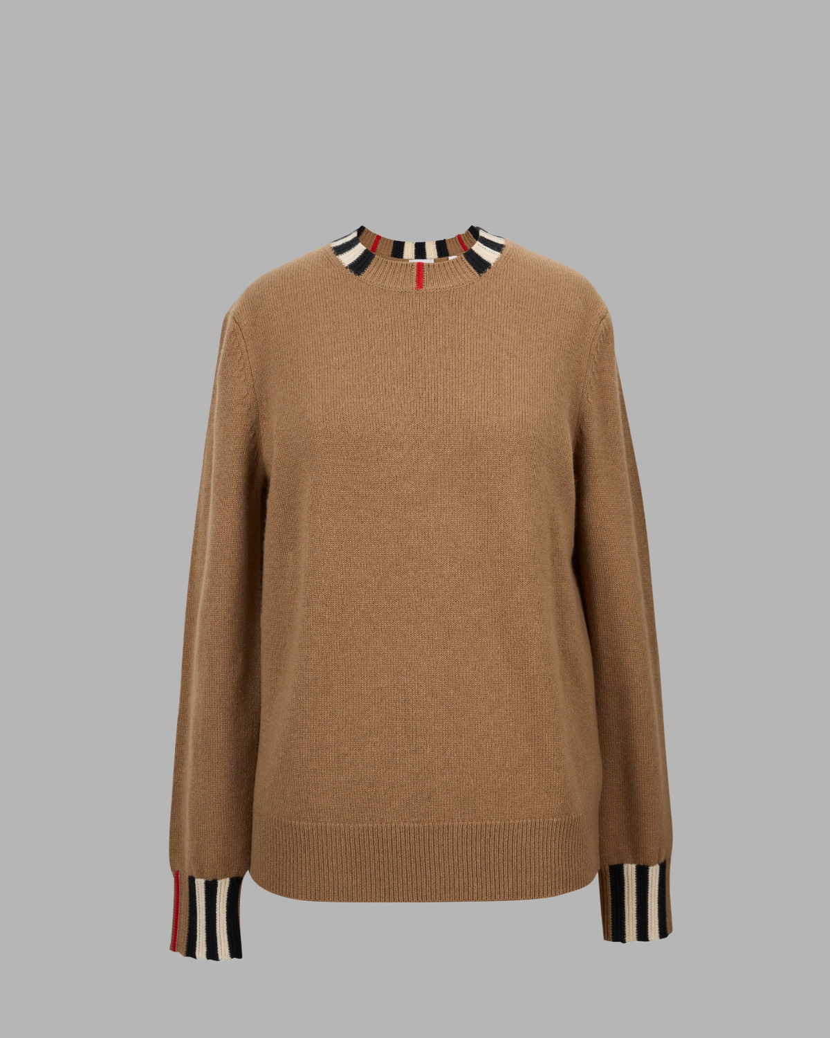 Burberry Icon Stripe Trim Cashmere Sweater