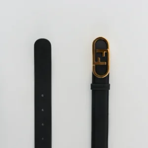 FENDI O'LOCK BLACK LEATHER BELT