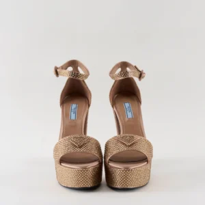 Prada Embellished Satin Platform Sandals