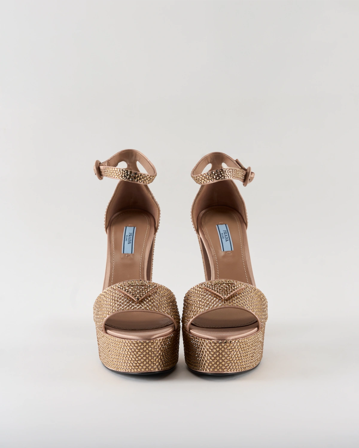 Prada Embellished Satin Platform Sandals