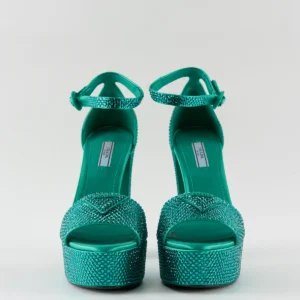 Prada Embellished Satin Platform Sandals