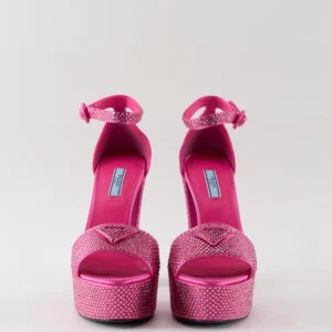 Prada Embellished Satin Platform Sandals