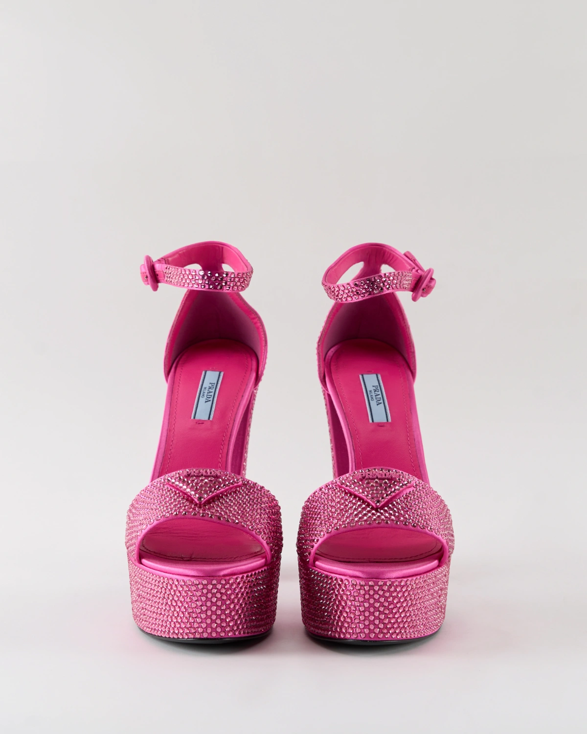 Prada Embellished Satin Platform Sandals