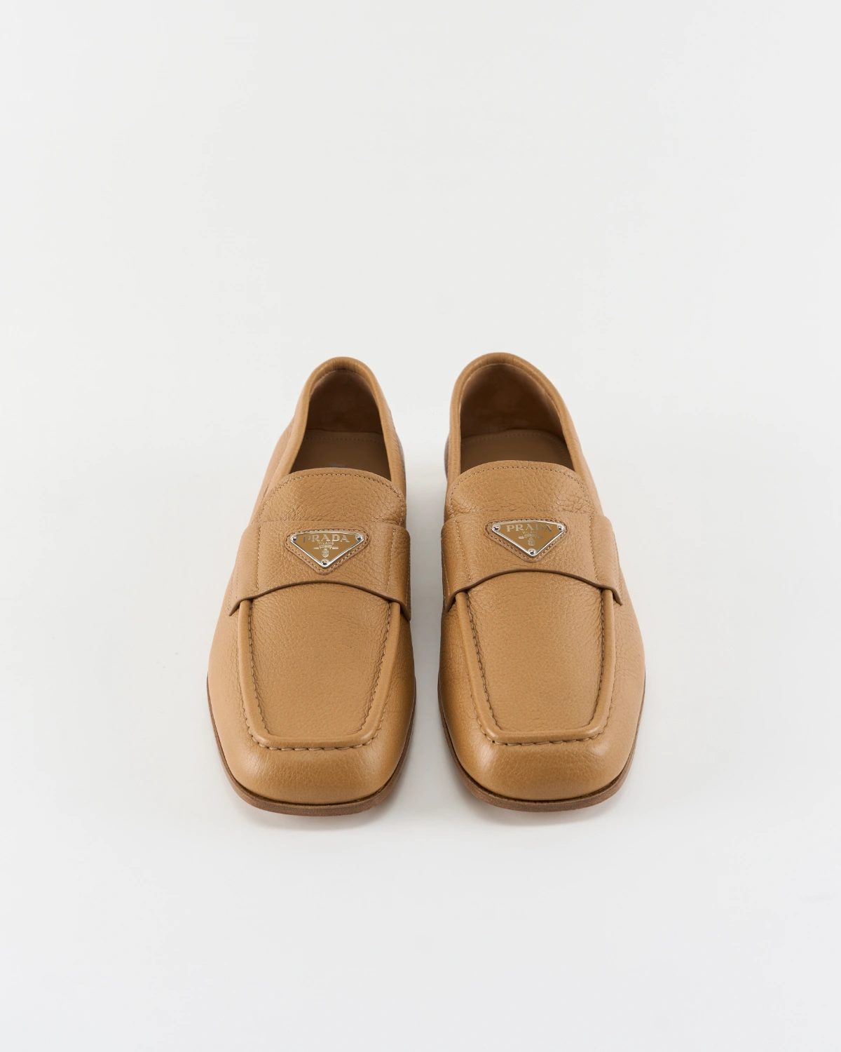 Prada Logo Plaque Leather Loafers