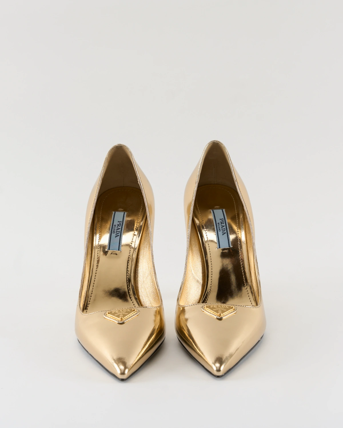 Prada Metallic Logo Pumps