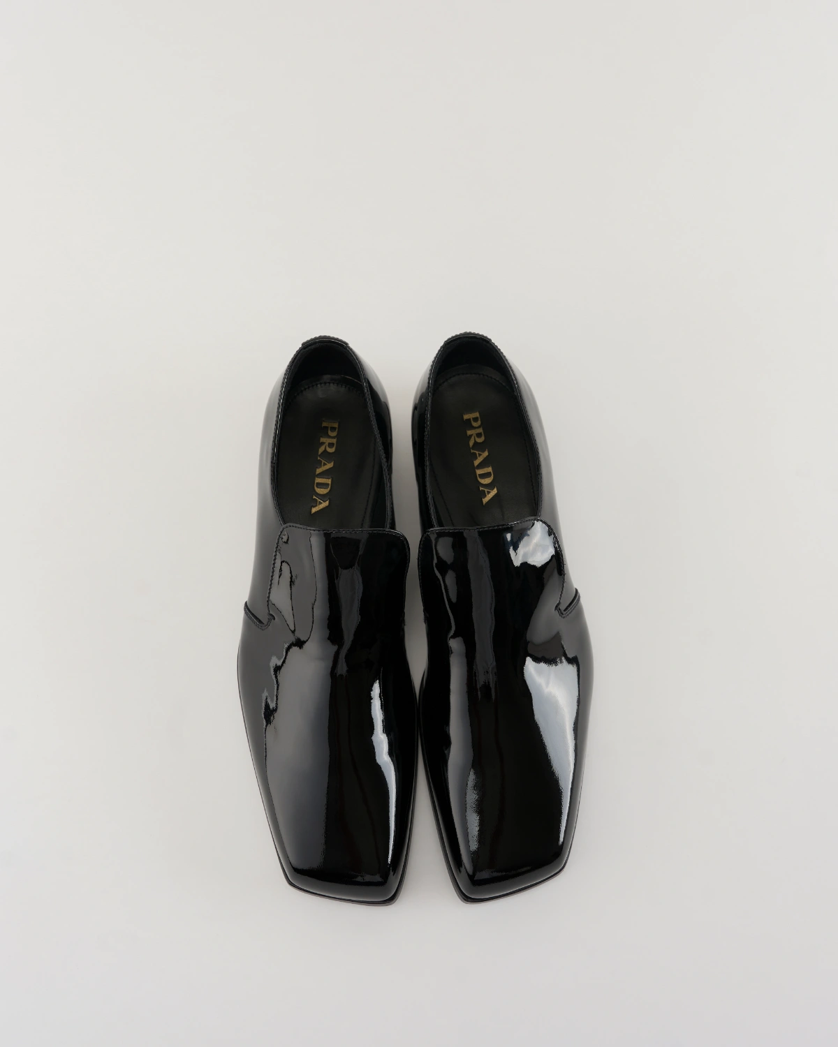 Prada Patent Square Toed Loafers