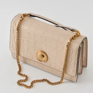Versace La Medusa Croc Embossed Crossbody Bag