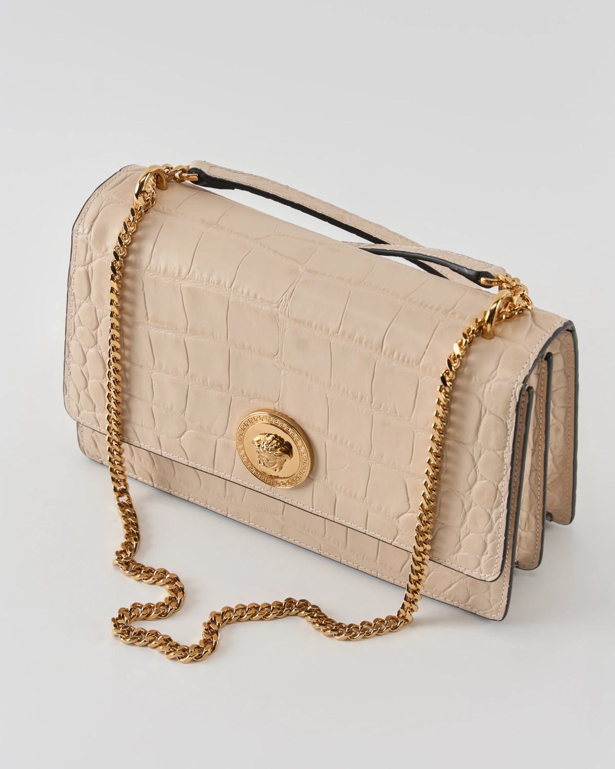 Versace La Medusa Croc Embossed Crossbody Bag