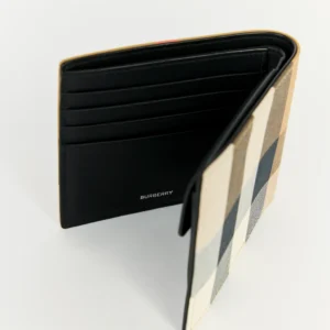 Burberry Check and Leather Continental Wallet