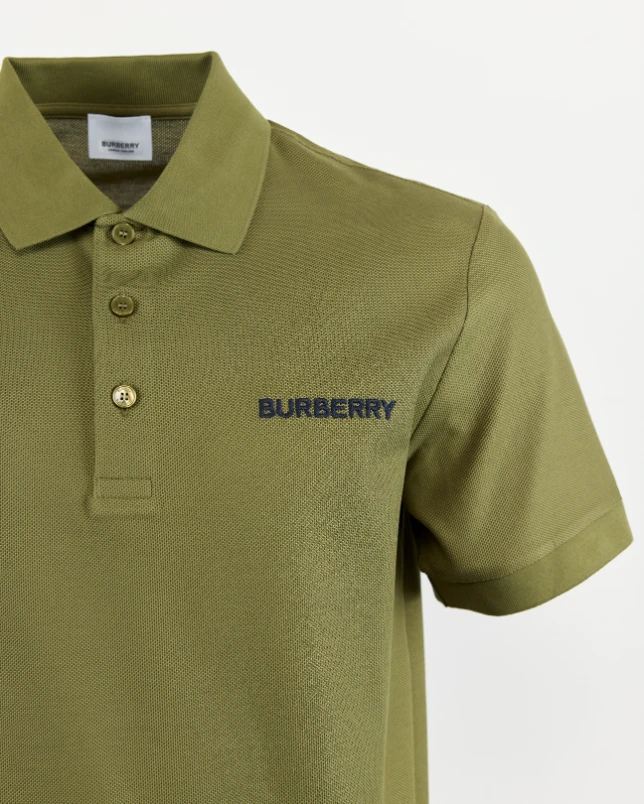 Burberry Embroidered Logo Cotton Polo Shirt