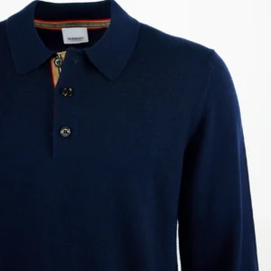 Burberry Long-Sleeve Knit Polo Shirt