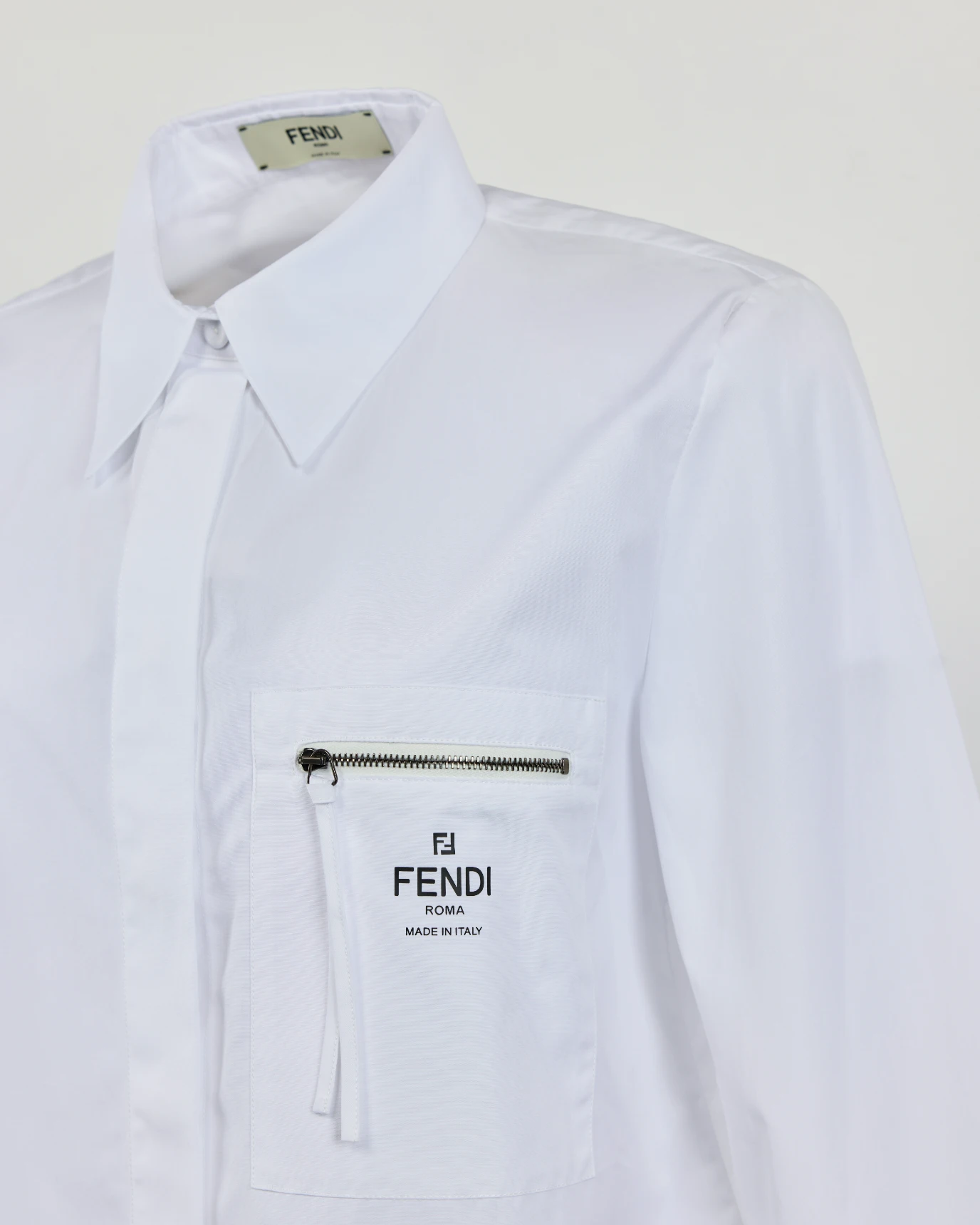 Fendi White Cotton Poplin Shirt