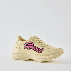 Gucci Rhyton Gucci Script Logo Leather Sneakers