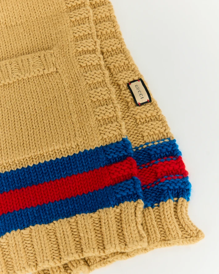 Gucci Wool Scarf with Web Stripe