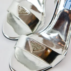 Prada Metallic Logo Heels