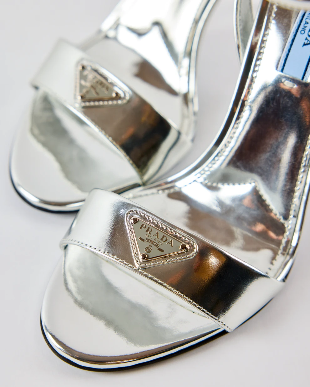 Prada Metallic Logo Heels