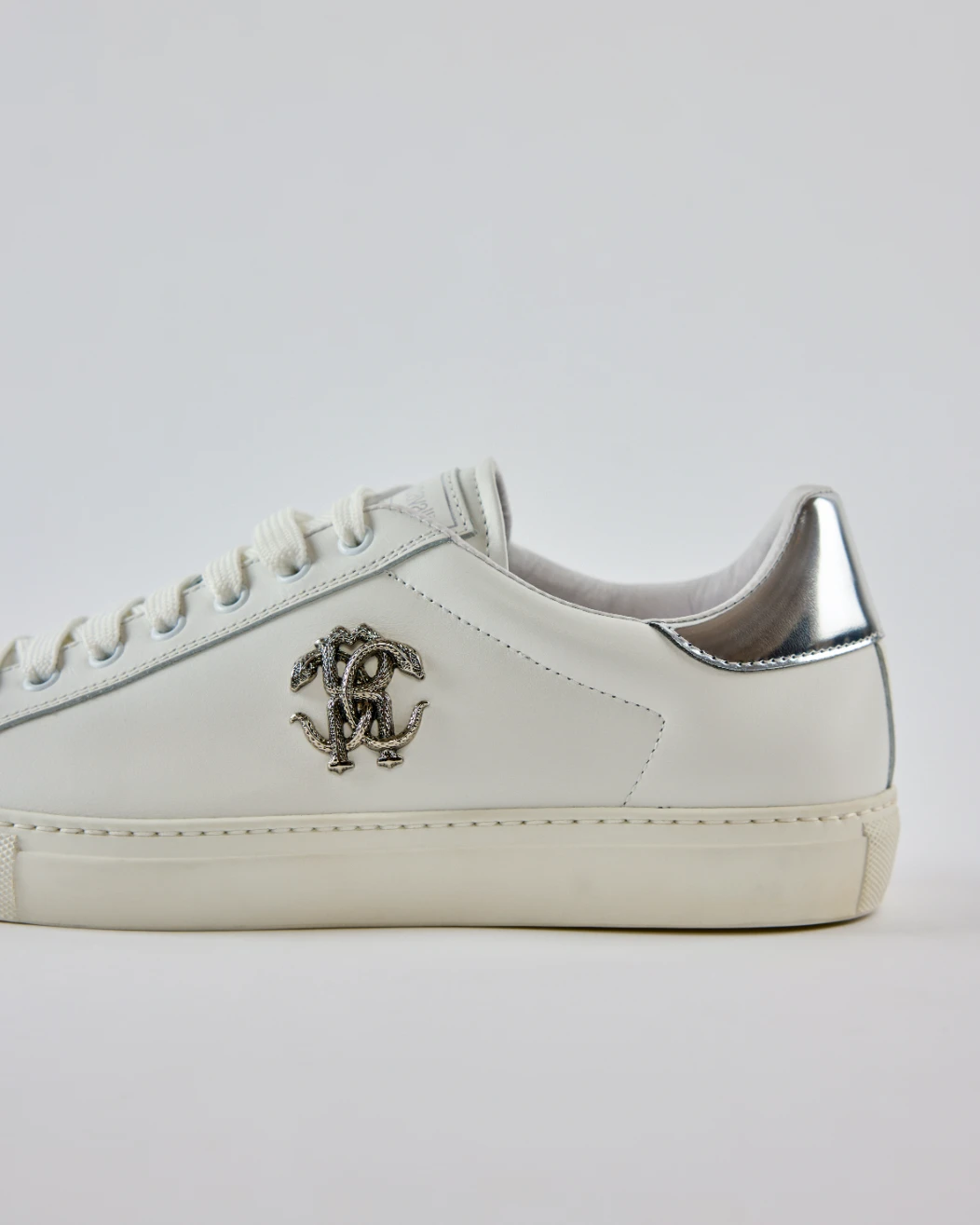 Roberto Cavalli Mirror Snake Monogram Sneakers