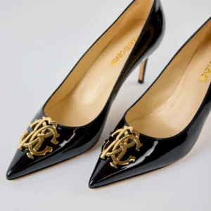 Roberto Cavalli Patent Leather Monogram Pumps