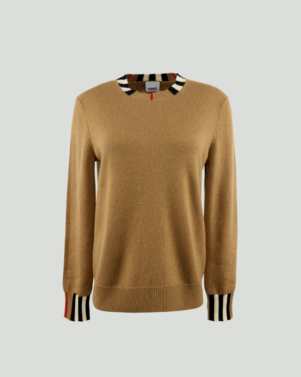 Burberry Icon Stripe Trim Cashmere Sweater