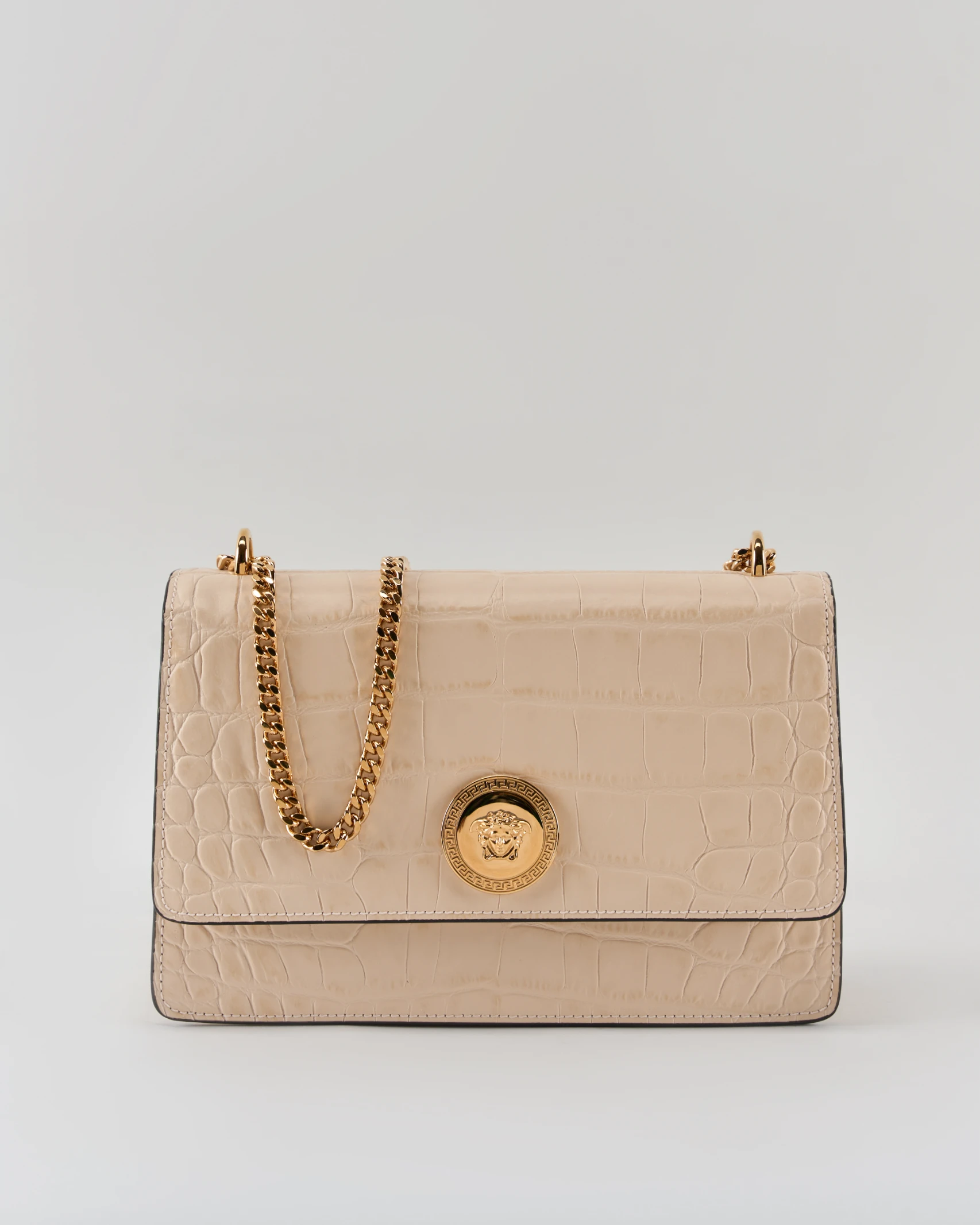 Versace La Medusa Croc Embossed Crossbody Bag